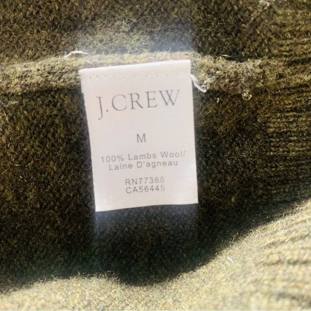J. Crew Men's Lambs Wool Dark Green Sweater SZ M